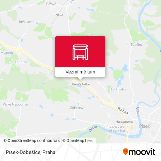 Písek-Dobešice mapa