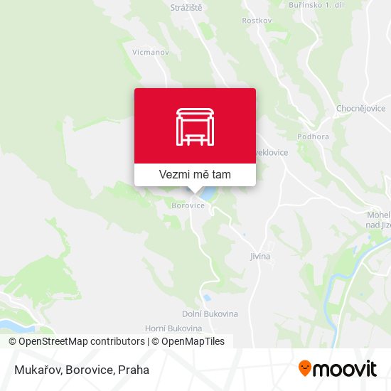 Mukařov, Borovice mapa