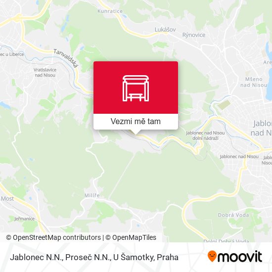 Jablonec N.N., Proseč N.N., U Šamotky mapa