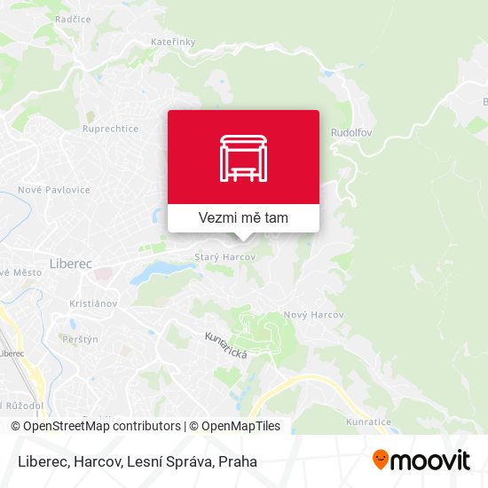 Liberec, Harcov, Lesní Správa mapa