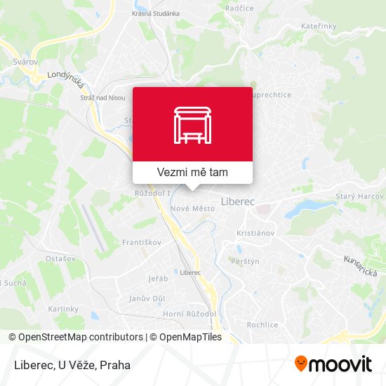 Liberec, U Věže mapa