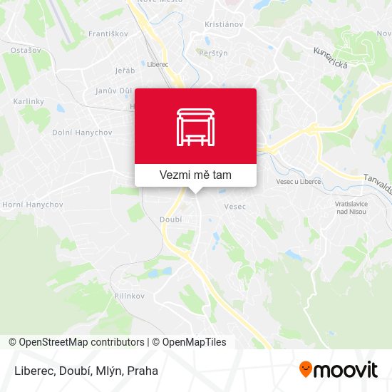 Liberec, Doubí, Mlýn mapa