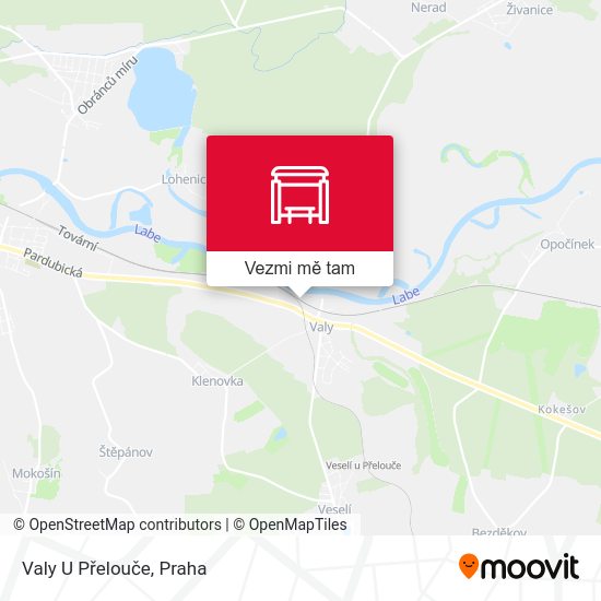 Valy U Přelouče mapa