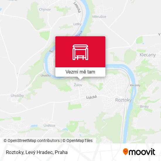 Roztoky, Levý Hradec mapa
