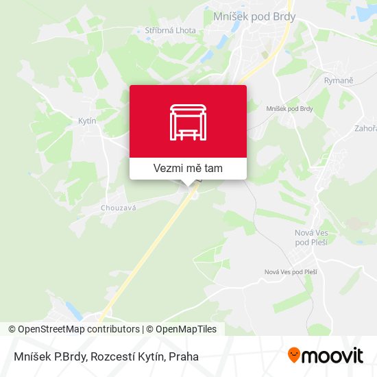 Mníšek P.Brdy, Rozcestí Kytín mapa