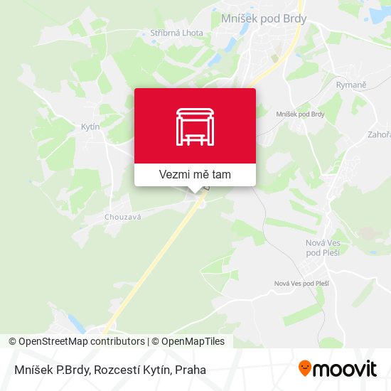 Mníšek P.Brdy, Rozcestí Kytín mapa