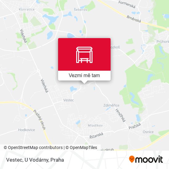 Vestec, U Vodárny mapa