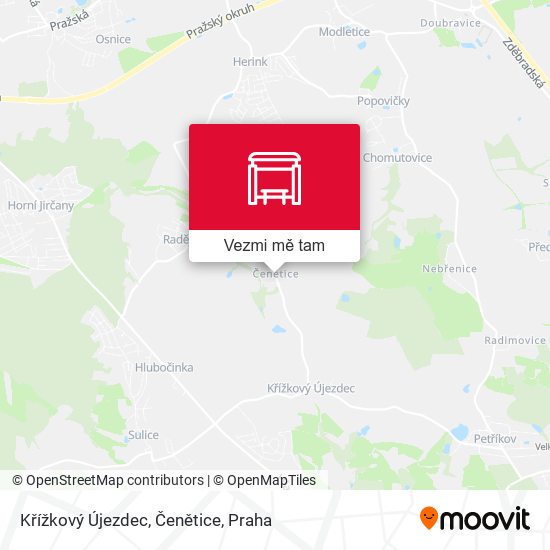 Křížkový Újezdec, Čenětice mapa