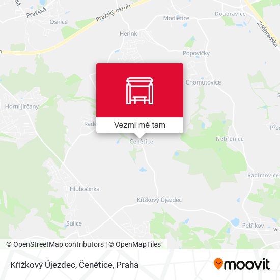 Křížkový Újezdec, Čenětice mapa