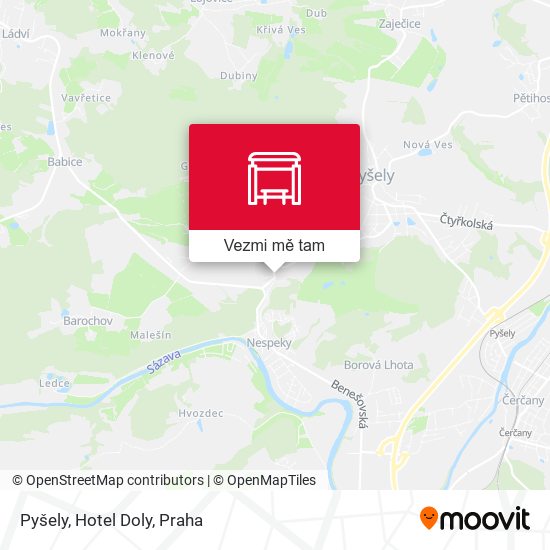 Pyšely, Hotel Doly mapa