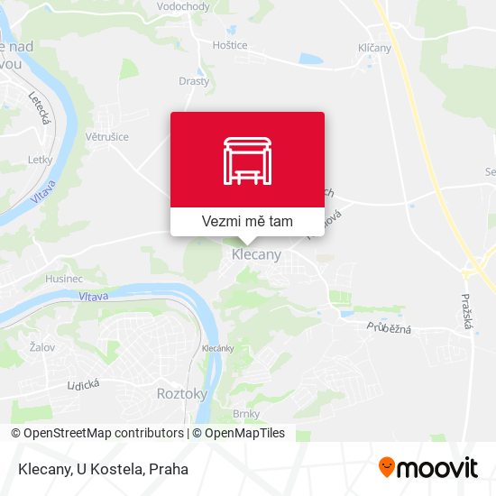 Klecany, U Kostela mapa