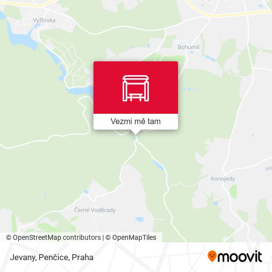 Jevany, Penčice mapa
