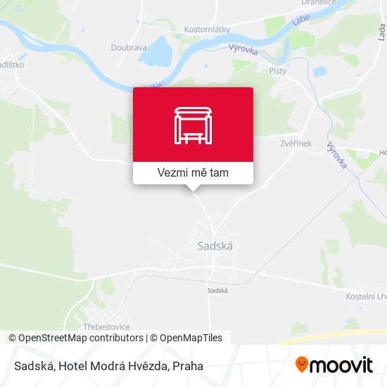 Sadská, Hotel Modrá Hvězda mapa