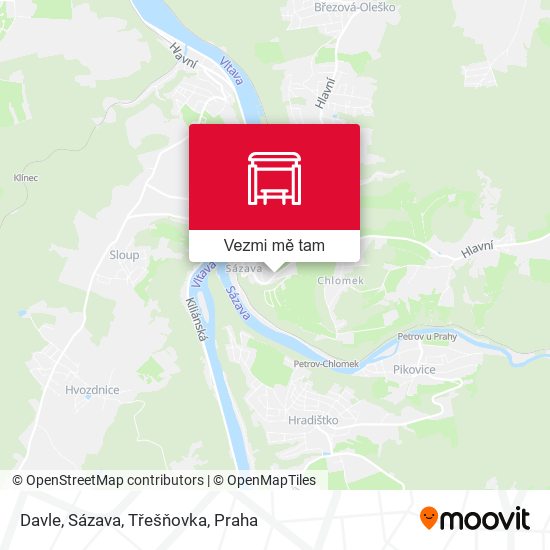Davle, Sázava, Třešňovka mapa