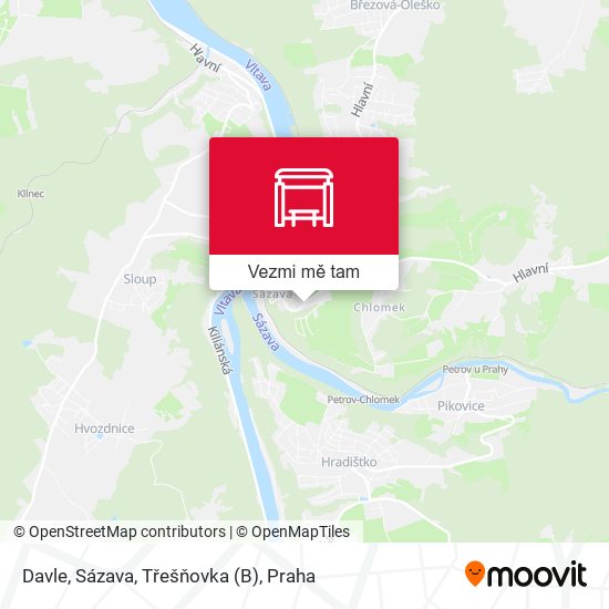 Davle, Sázava, Třešňovka mapa