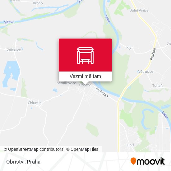 Obříství mapa