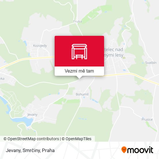 Jevany, Smrčiny mapa