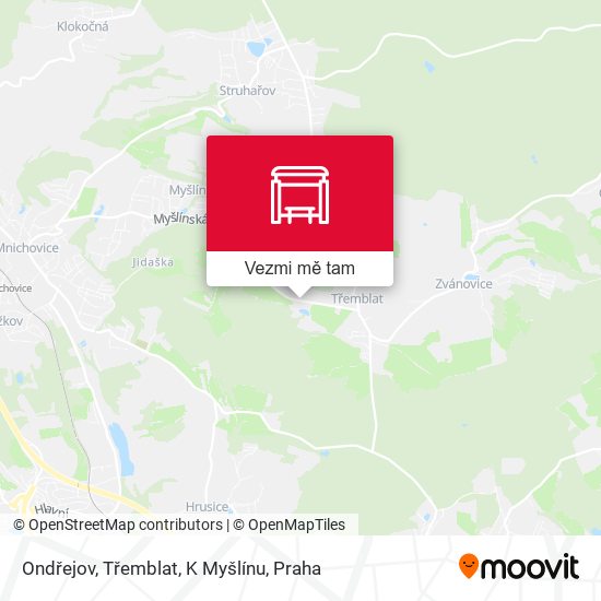 Ondřejov, Třemblat, K Myšlínu mapa