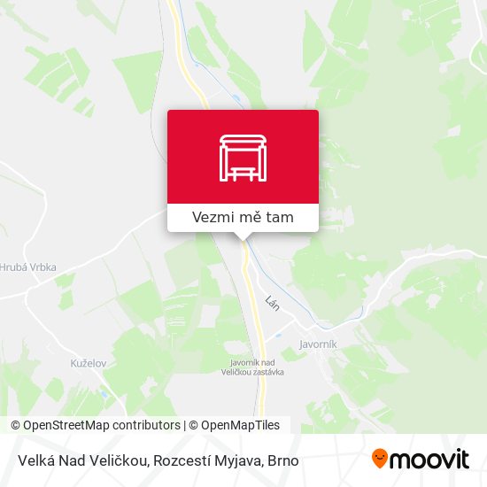 Velká Nad Veličkou, Rozcestí Myjava mapa