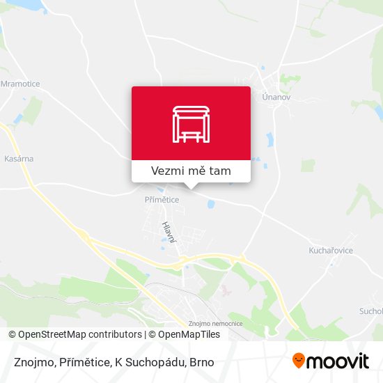 Znojmo, Přímětice, K Suchopádu mapa