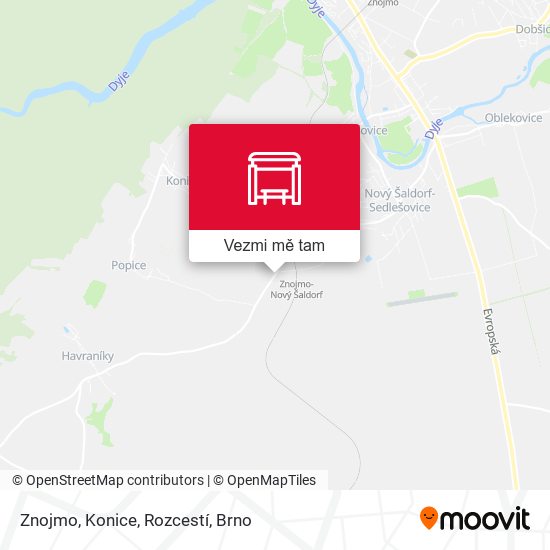 Znojmo, Konice, Rozcestí mapa