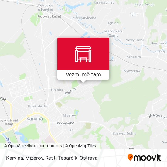 Karviná, Mizerov, Rest. Tesarčík mapa