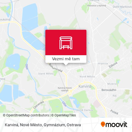 Karviná, Nové Město, Gymnázium mapa