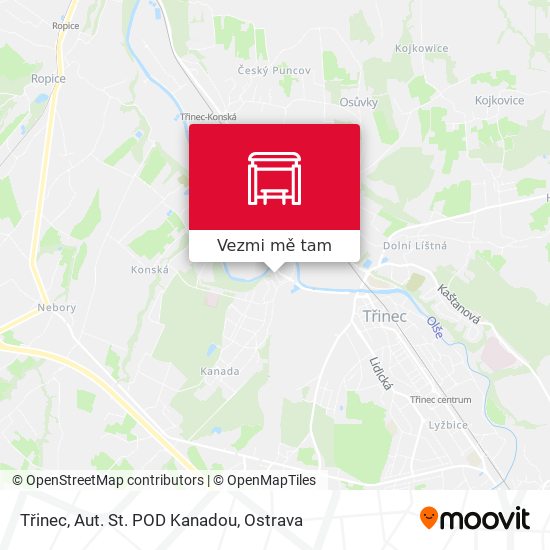 Třinec, Aut. St. POD Kanadou mapa