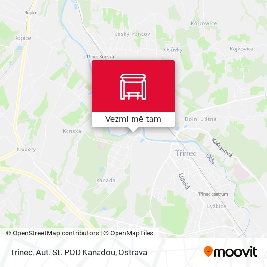 Třinec, Aut. St. POD Kanadou mapa