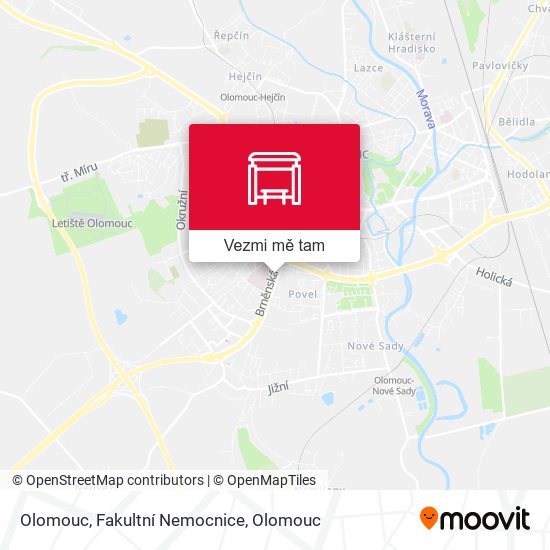 Olomouc, Fakultní Nemocnice mapa