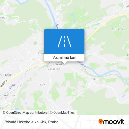 Bývalá Úzkokolejka Kbk mapa