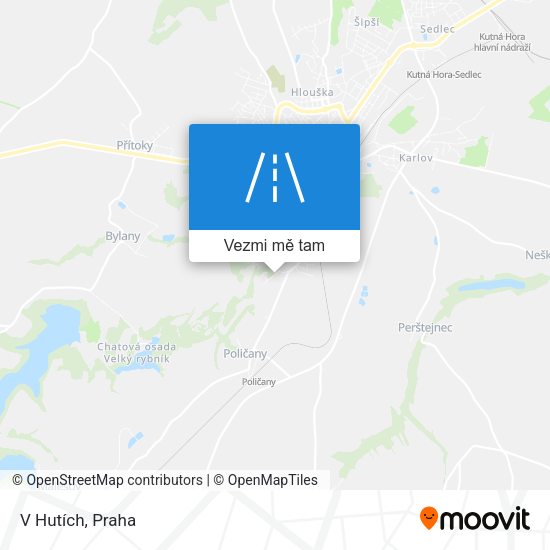 V Hutích mapa