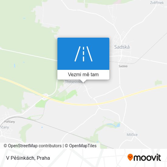 V Pěšinkách mapa