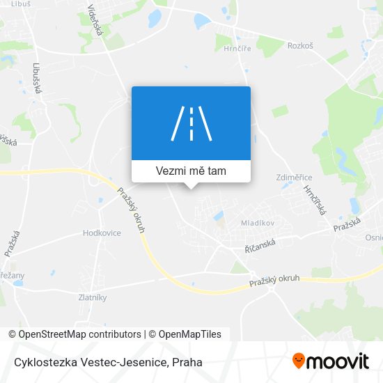 Cyklostezka Vestec-Jesenice mapa