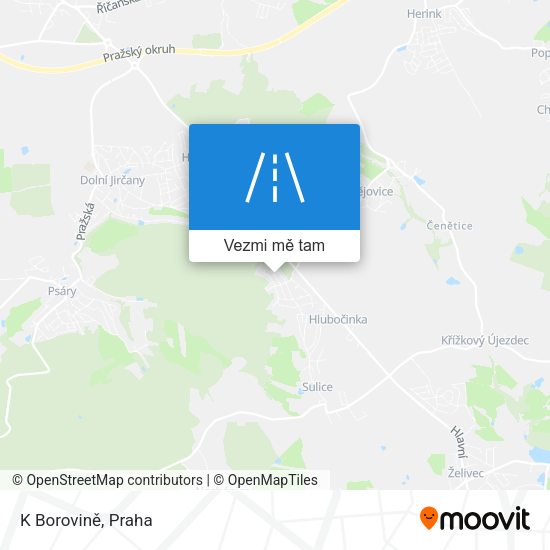 K Borovině mapa