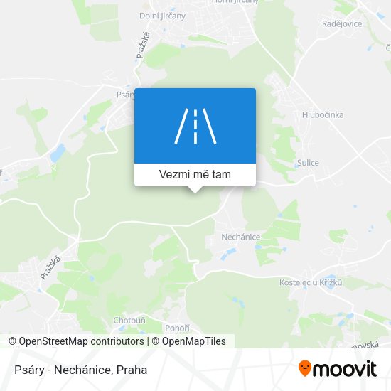 Psáry - Nechánice mapa