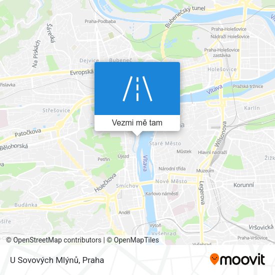 U Sovových Mlýnů mapa