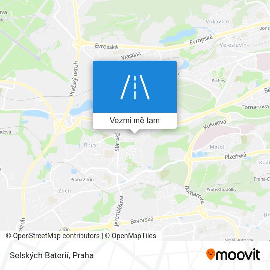 Selských Baterií mapa