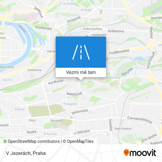 V Jezerách mapa