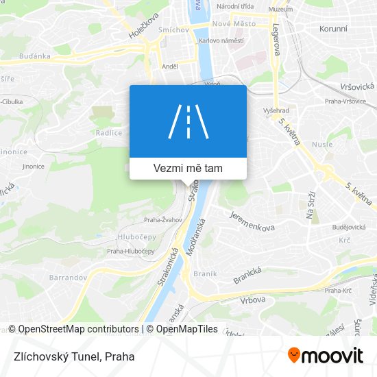 Zlíchovský Tunel mapa
