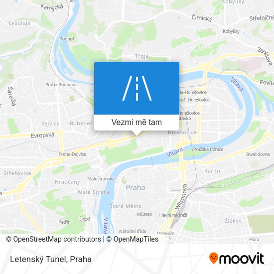 Letenský Tunel mapa