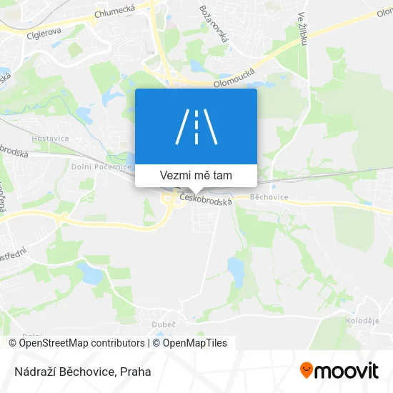 Nádraží Běchovice mapa
