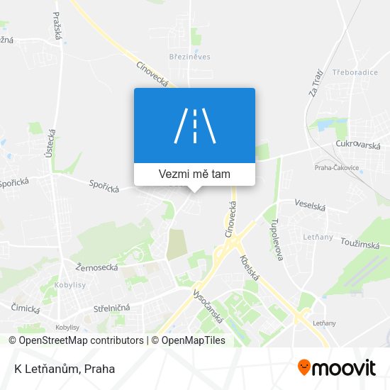 K Letňanům mapa