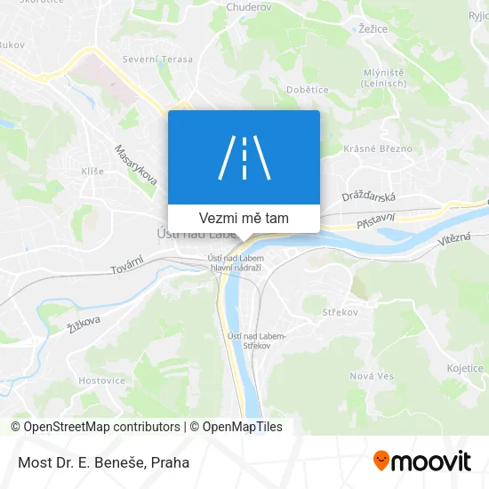 Most Dr. E. Beneše mapa