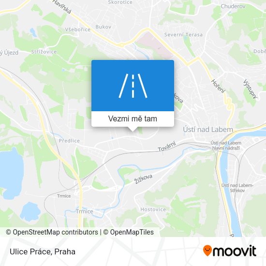 Ulice Práce mapa