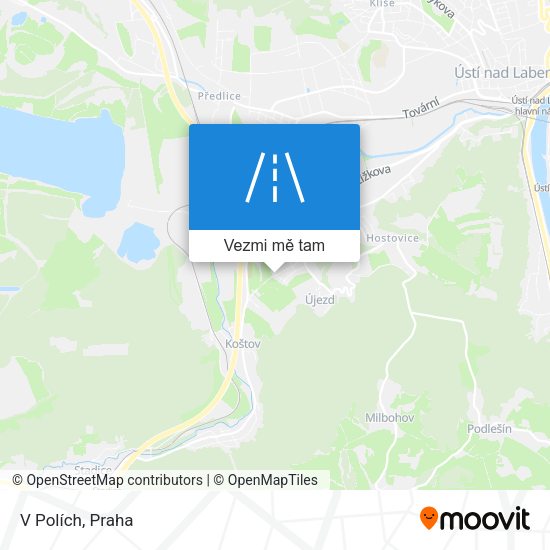 V Polích mapa