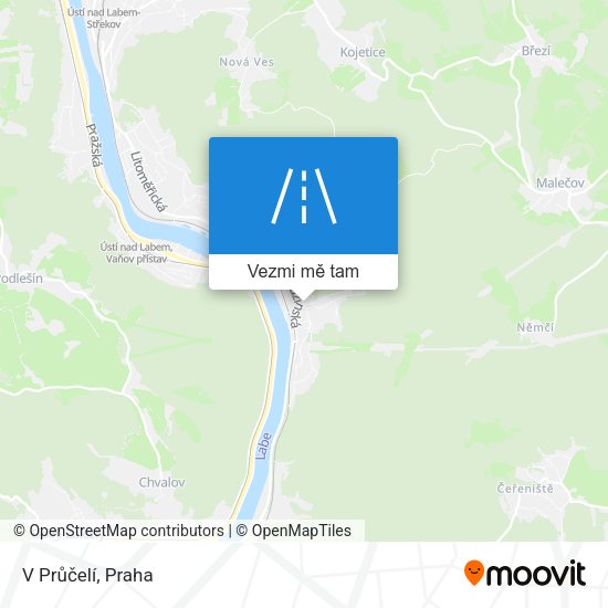 V Průčelí mapa