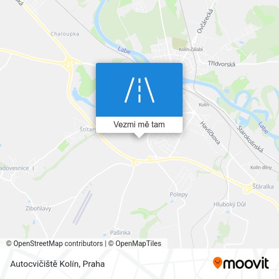 Autocvičiště Kolín mapa