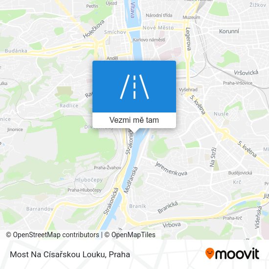 Most Na Císařskou Louku mapa
