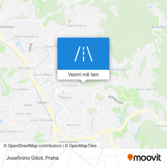 Josefinino Údolí mapa